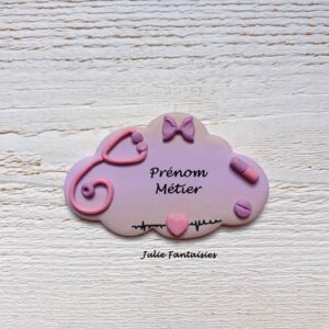 Badge métier Puériculture Sage-femme Interne Pédiatre * pâte polymère PIECE UNIQUE