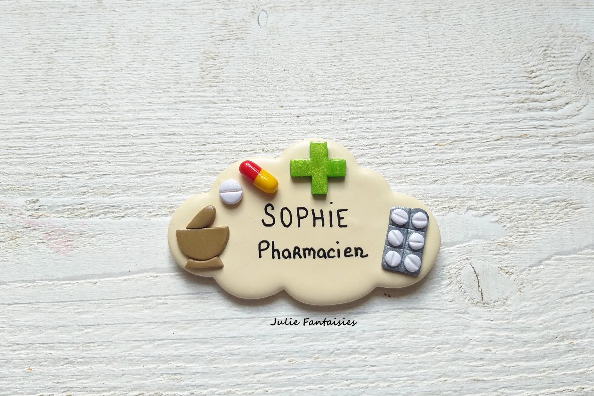 SUR COMMANDE Badge Métier Médical Fimo - badge pour Pharmacien Préparatrice en pharmacie – Image 7