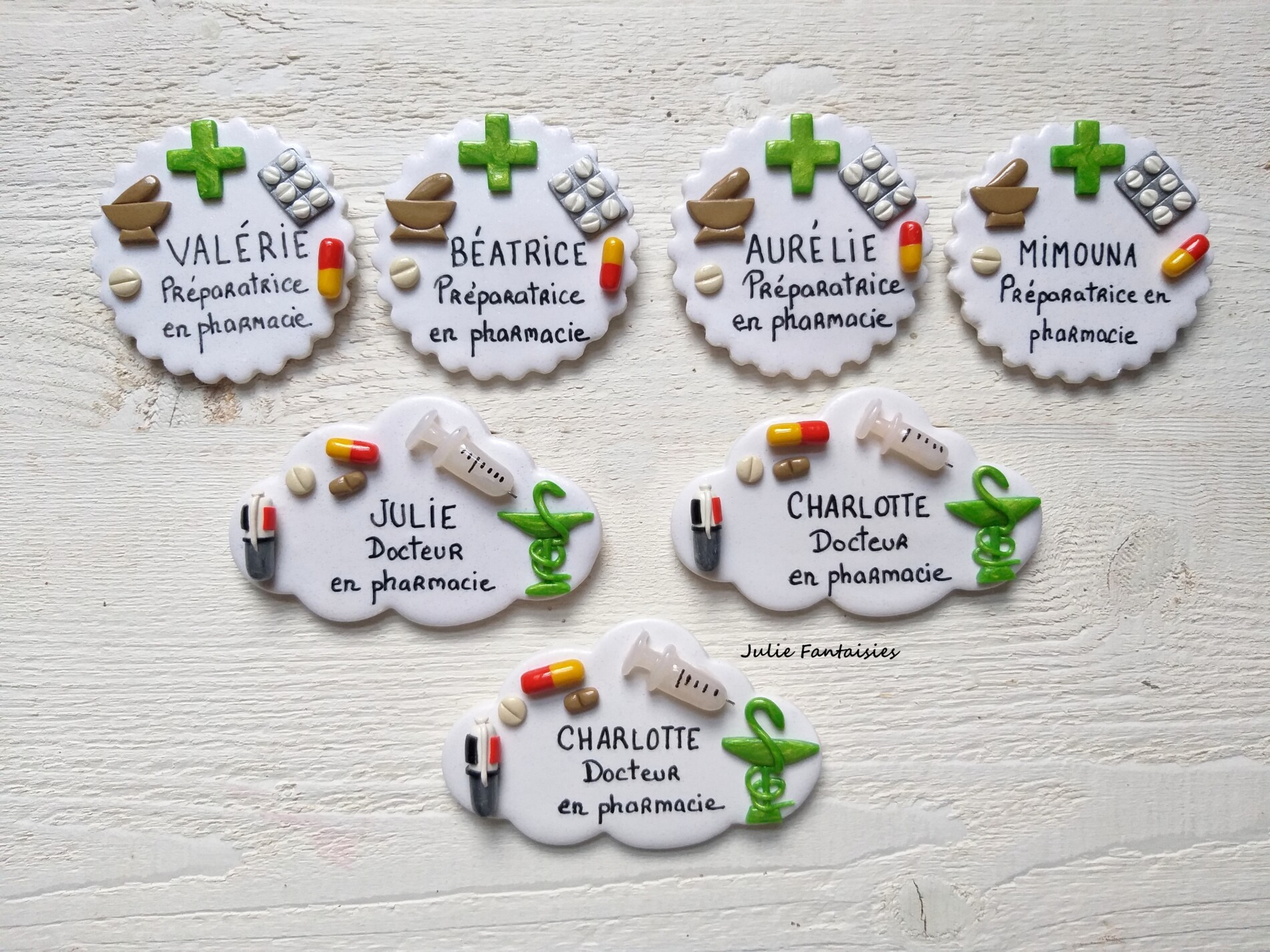 badges métier pharmacien préparatrice julie fantaisies badges