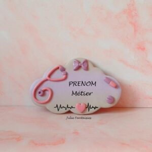Badge métier Puériculture Sage-femme Interne Pédiatre * pâte polymère PIECE UNIQUE