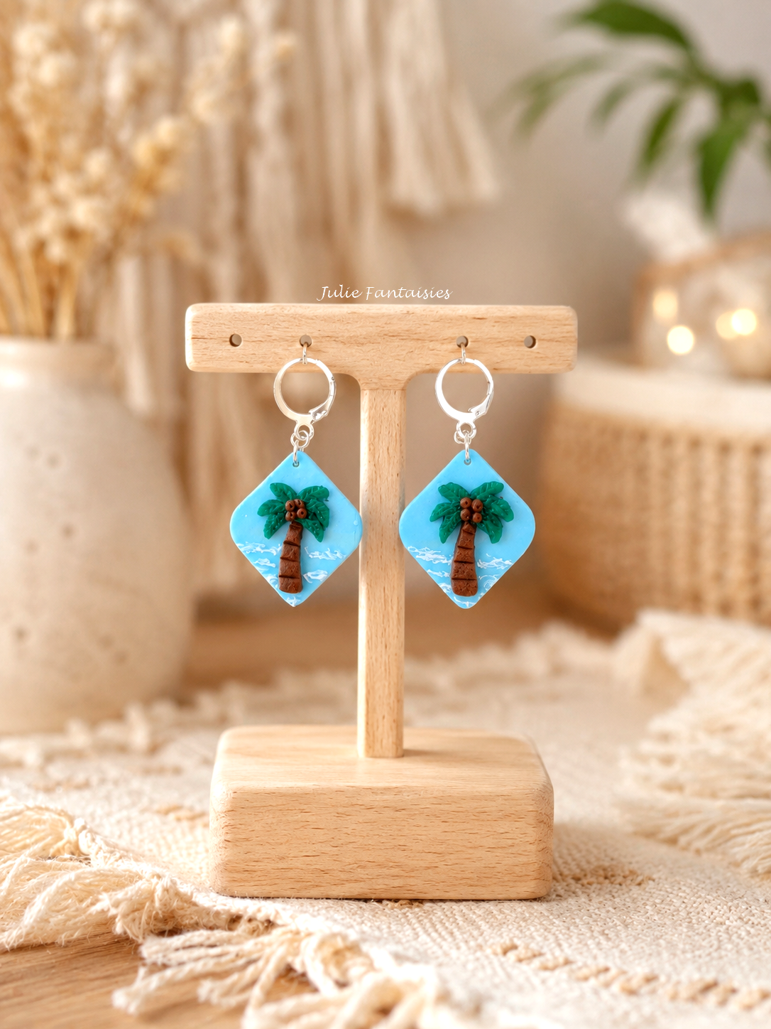 Boucles d'oreilles palmier boucles d'oreilles été boucles d'oreilles vacances boucles d'oreilles julie fantaisies badges