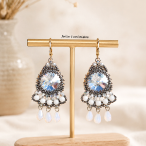 Boucles d&rsquo;oreilles Cascade Argent et Gris