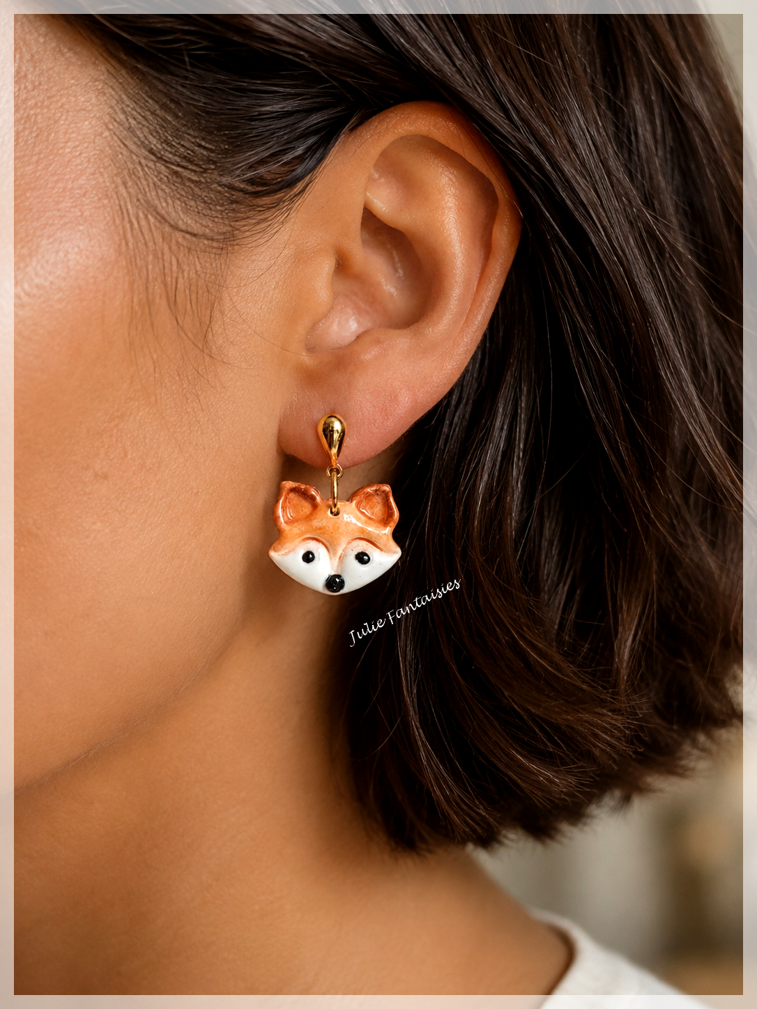 Boucles d'oreilles renard boucles d'oreilles renard mignon boucles d'oreilles fox julie fantaisies badges