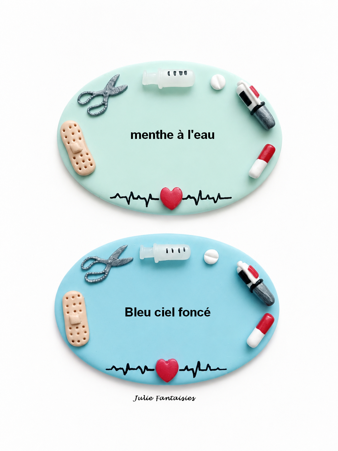 Badge métier a peresonnaliser badge métier infirmiere badge fimo pédiatre badge julie fantaisies personnalisables badge bleu et badge menthe