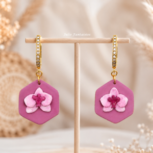 Boucles d&rsquo;oreilles Orchidées Rose