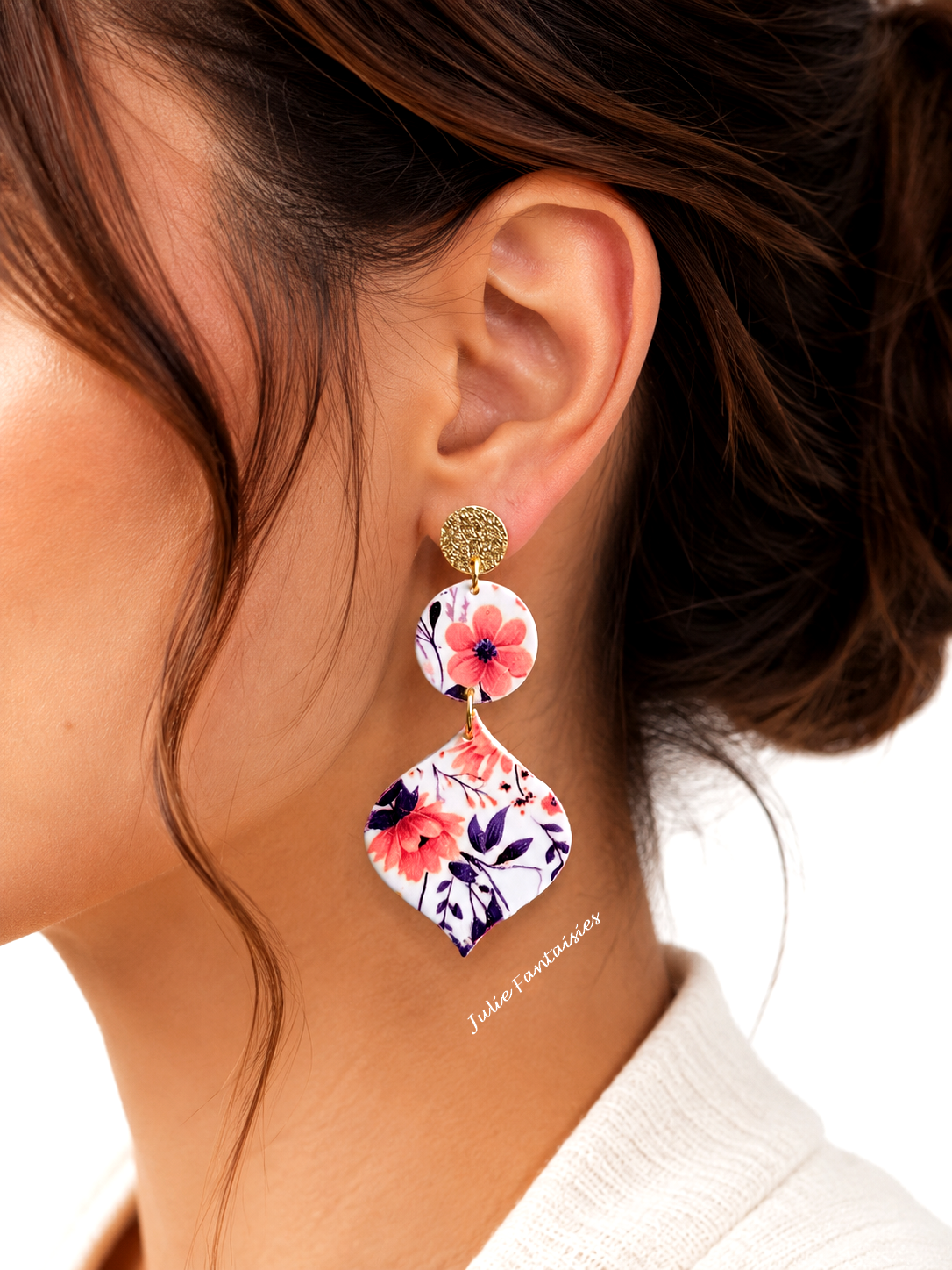 boucles d'oreilles chic bohème boucles d'oreilles été boucles d'oreilles estivales BO julie fantaisies badges
