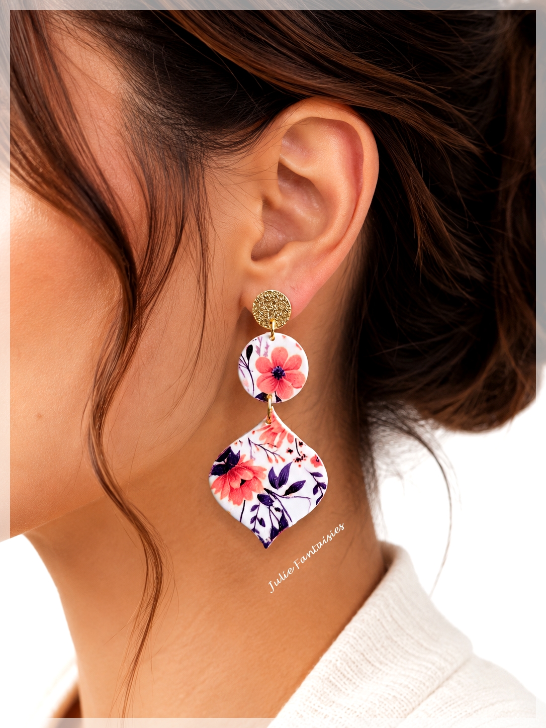 boucles d'oreilles chic bohème boucles d'oreilles été boucles d'oreilles estivales BO julie fantaisies badges