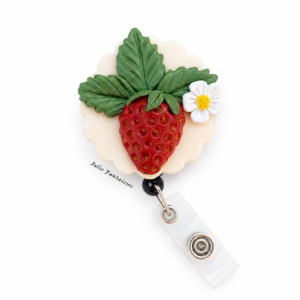 Enrouleur pour badge / Porte badge Fraise Gariguette