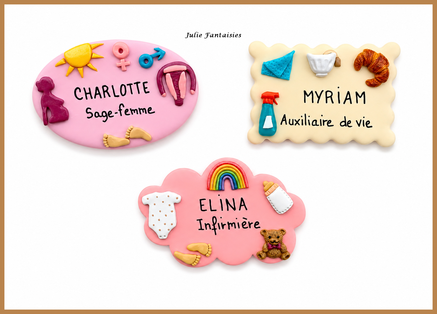 badges personnalisés badges métier pate fimo badge infirmière badge médecin badge puéricultrice badges travail badge personnel soignant badge hopital julie fantaisies badges