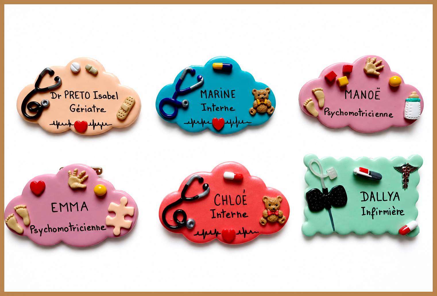 badges personnalisés badges métier pate fimo badge infirmière badge médecin badge puéricultrice badges travail badge personnel soignant badge hopital julie fantaisies badges