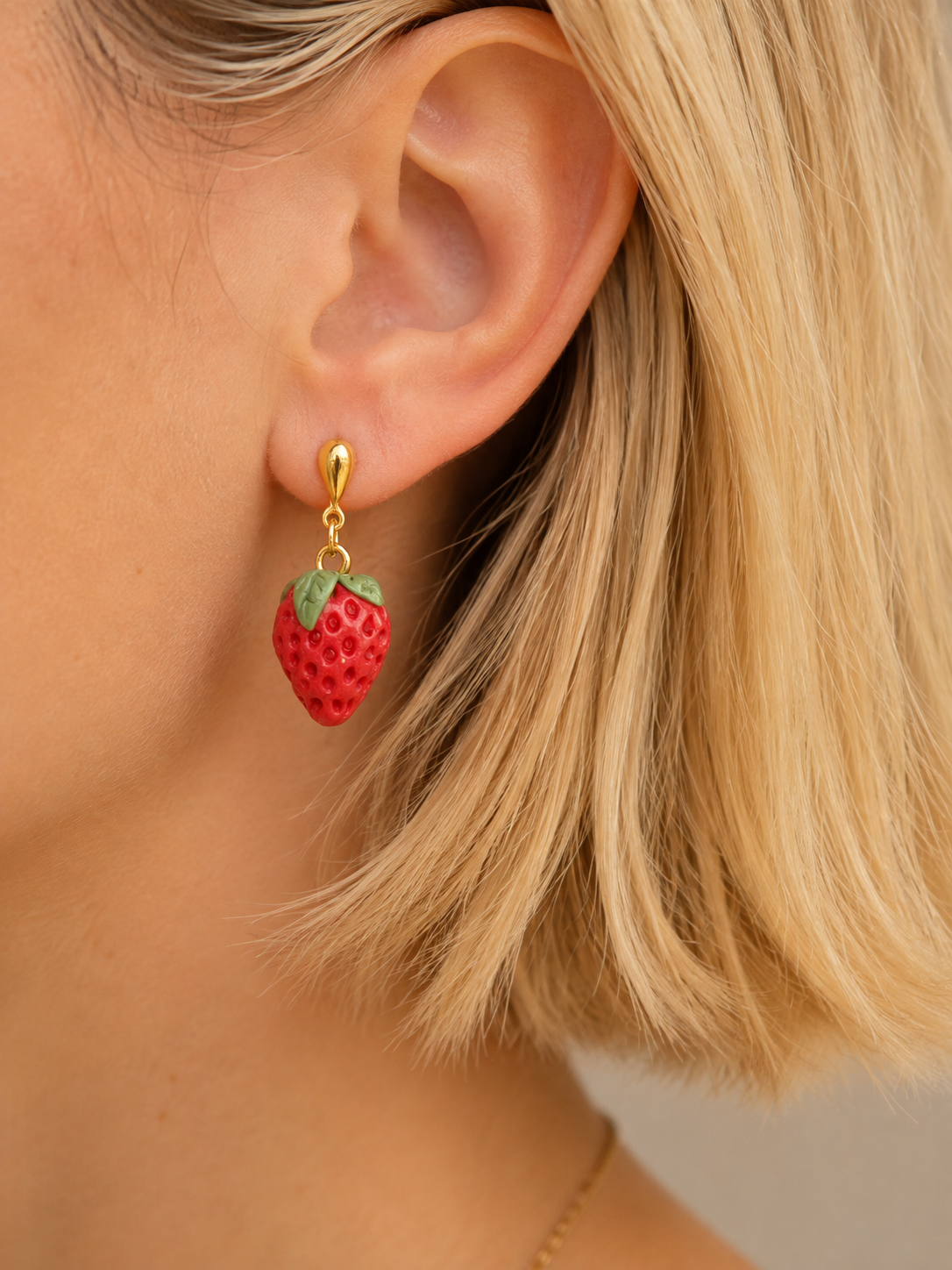 boucles d'oreilles d'été boucles d'oreilles fraises boucles d'oreilles fruit boucles d'oreilles pate fimo julie fantaisies badges