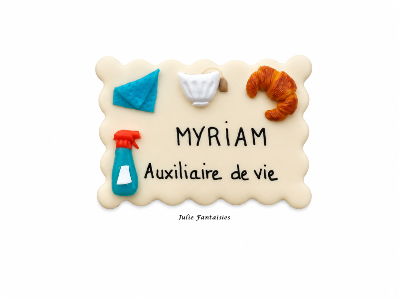 badge métier badge fimo badge auxiliaire de vie badge personnalisé auxiliaire de vie julie fantaisies badges